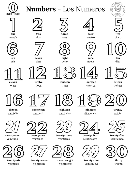 Numbers / Numeros - Bilingual Posters English/Spanish